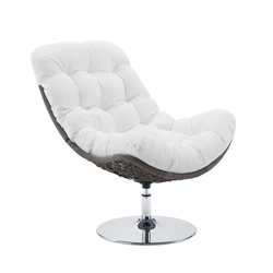 Brighton Wicker Rattan Outdoor Patio Swivel Lounge Chair - Light Gray White 