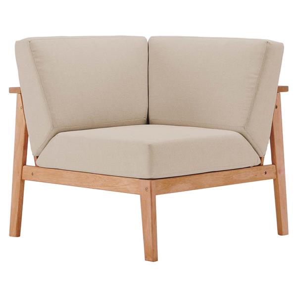 Sedona Outdoor Patio Eucalyptus Wood Sectional Sofa Corner Chair - Natural Taupe 