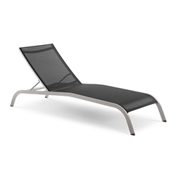 Savannah Mesh Chaise Outdoor Patio Aluminum Lounge Chair - Black 