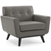 Engage Top-Grain Leather Living Room Lounge Accent Armchair - Gray - MOD5653