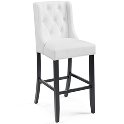 Baronet Tufted Button Faux Leather Bar Stool - White 