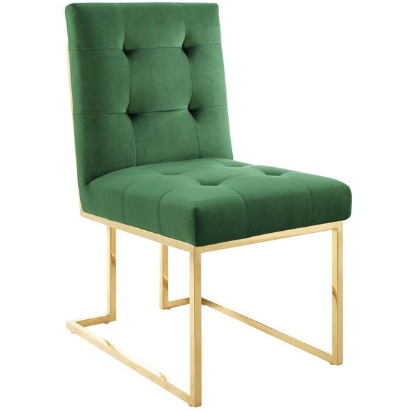 Privy Gold Stainless Steel Performance Velvet Dining Chair - Gold Emerald 