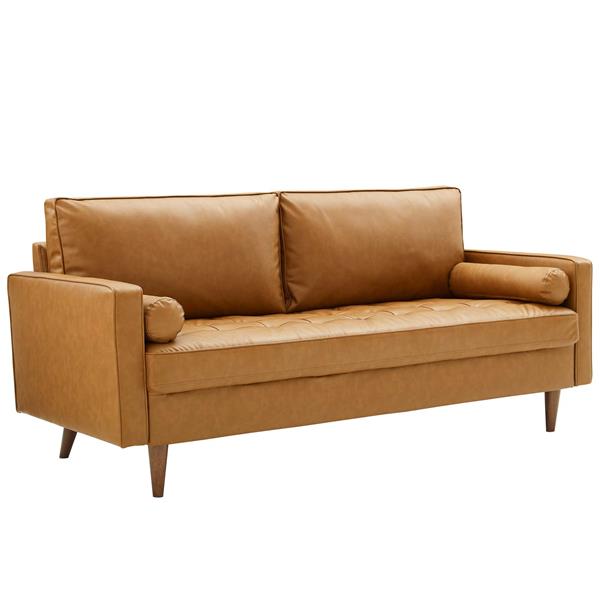 Valour Upholstered Faux Leather Sofa - Tan 