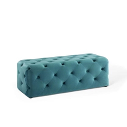Amour 48" Tufted Button Entryway Performance Velvet Bench - Sea Blue 