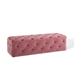 Amour 60" Tufted Button Entryway Performance Velvet Bench - Dusty Rose 
