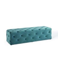 Amour 60" Tufted Button Entryway Performance Velvet Bench - Sea Blue 