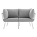 Riverside 2 Piece Outdoor Patio Aluminum Sectional Sofa Set - White Gray - MOD5776