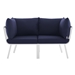 Riverside 2 Piece Outdoor Patio Aluminum Sectional Sofa Set - White Navy - MOD5777