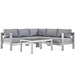 Shore 4 Piece Outdoor Patio Aluminum Sectional Sofa Set A - Silver Gray - MOD5798