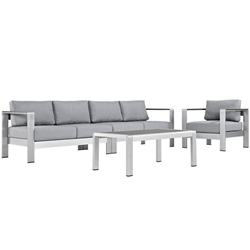 Shore 4 Piece Outdoor Patio Aluminum Sectional Sofa Set B - Silver Gray 