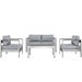 Shore 4 Piece Outdoor Patio Aluminum Sectional Sofa Set C - Silver Gray - MOD5800