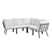 Riverside 5 Piece Outdoor Patio Aluminum Sectional - Gray White - MOD5803