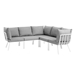 Riverside 5 Piece Outdoor Patio Aluminum Sectional - White Gray - MOD5804