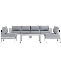 Shore 5 Piece Outdoor Patio Aluminum Sectional Sofa Set C - Silver Gray 