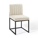 Carriage Channel Tufted Sled Base Upholstered Fabric Dining Chair - Black Beige - MOD5865