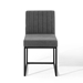 Carriage Channel Tufted Sled Base Upholstered Fabric Dining Chair - Black Charcoal - MOD5866