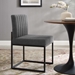 Carriage Channel Tufted Sled Base Upholstered Fabric Dining Chair - Black Charcoal - MOD5866