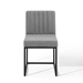 Carriage Channel Tufted Sled Base Upholstered Fabric Dining Chair - Black Light Gray - MOD5867