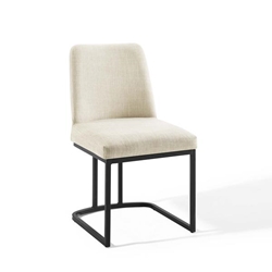 Amplify Sled Base Upholstered Fabric Dining Side Chair - Black Beige 