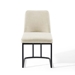 Amplify Sled Base Upholstered Fabric Dining Side Chair - Black Beige - MOD5879