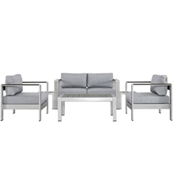 Shore 6 Piece Outdoor Patio Aluminum Sectional Sofa Set D - Silver Gray 
