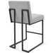 Privy Black Stainless Steel Upholstered Fabric Counter Stool - Black Light Gray - MOD5938