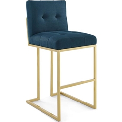 Privy Gold Stainless Steel Upholstered Fabric Bar Stool - Gold Azure 