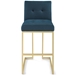 Privy Gold Stainless Steel Upholstered Fabric Bar Stool - Gold Azure - MOD5940