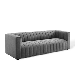 Reflection Channel Tufted Upholstered Fabric Sofa - Charcoal 