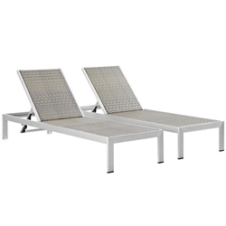 Shore Chaise Outdoor Patio Aluminum Set of 2 - Silver Gray Style C 