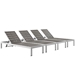 Shore Chaise Outdoor Patio Aluminum Set of 4 - Silver Gray Style A - MOD6048