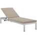 Shore Outdoor Patio Aluminum Chaise with Cushions - Silver Beige Style A - MOD6054