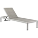 Shore Outdoor Patio Aluminum Chaise with Cushions - Silver Beige Style B - MOD6074