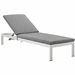 Shore Outdoor Patio Aluminum Chaise with Cushions - Silver Gray Style B - MOD6075