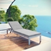 Shore Outdoor Patio Aluminum Chaise with Cushions - Silver Gray Style B - MOD6075