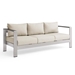 Shore Outdoor Patio Aluminum Sofa - Silver Beige - MOD6136