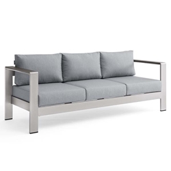 Shore Outdoor Patio Aluminum Sofa - Silver Gray 