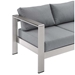 Shore Outdoor Patio Aluminum Sofa - Silver Gray - MOD6137