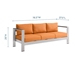 Shore Outdoor Patio Aluminum Sofa - Silver Orange - MOD6139