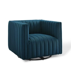 Conjure Tufted Swivel Upholstered Armchair - Azure 