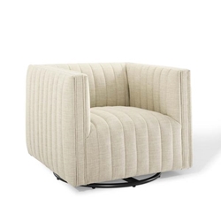 Conjure Tufted Swivel Upholstered Armchair - Beige 