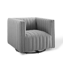 Conjure Tufted Swivel Upholstered Armchair - Light Gray 