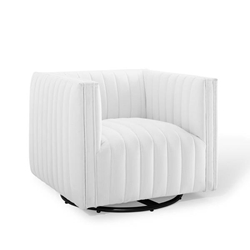 Conjure Tufted Swivel Upholstered Armchair - White 