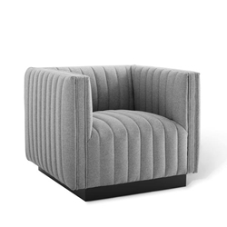 Conjure Tufted Upholstered Fabric Armchair - Light Gray 
