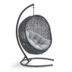 Encase Sunbrella® Swing Outdoor Patio Lounge Chair - Black Gray 