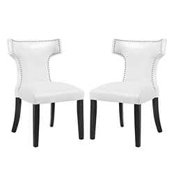 Curve Dining Chair Vinyl Set of 2 - White 