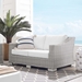 Conway Sunbrella® Outdoor Patio Wicker Rattan Loveseat - Light Gray White - MOD6251