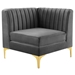 Triumph Channel Tufted Performance Velvet Sectional Sofa Corner Chair - Gray - MOD6272
