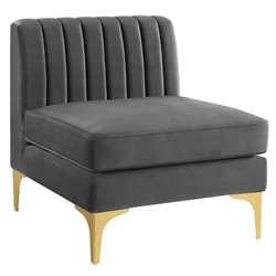 Triumph Channel Tufted Performance Velvet Armless Chair - Gray 