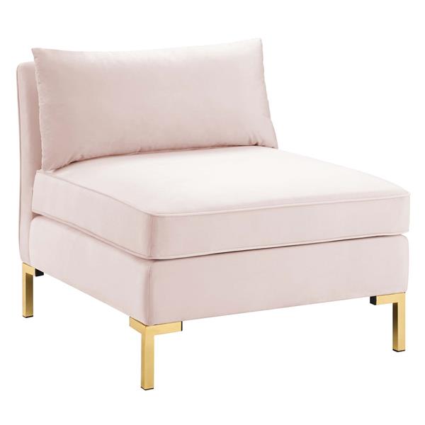 Ardent Performance Velvet Armless Chair - Pink 